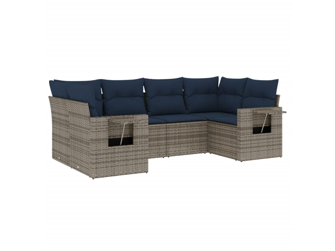 Conjunto de Sofá de Jardim, 6 Peças, Almofadas, Rattan Cinza MAISON EXCLUSIVE