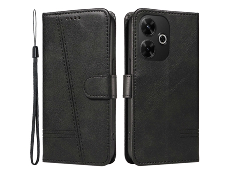 Para Xiaomi Redmi 13 4g Capa De Telefone Anti-riscos Com Linha Impressa Pu Capa De Couro Carteira Com Alça De Pulso