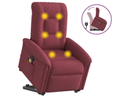 Vidaxl Poltrona De Massagens Reclin. Elevatória Tecido Vermelho Tinto