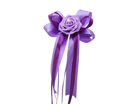 1 Peça Fita de Cetim com Flores Artificiais Decoração de Carro de Casamento Roxo Re210036 SHLK