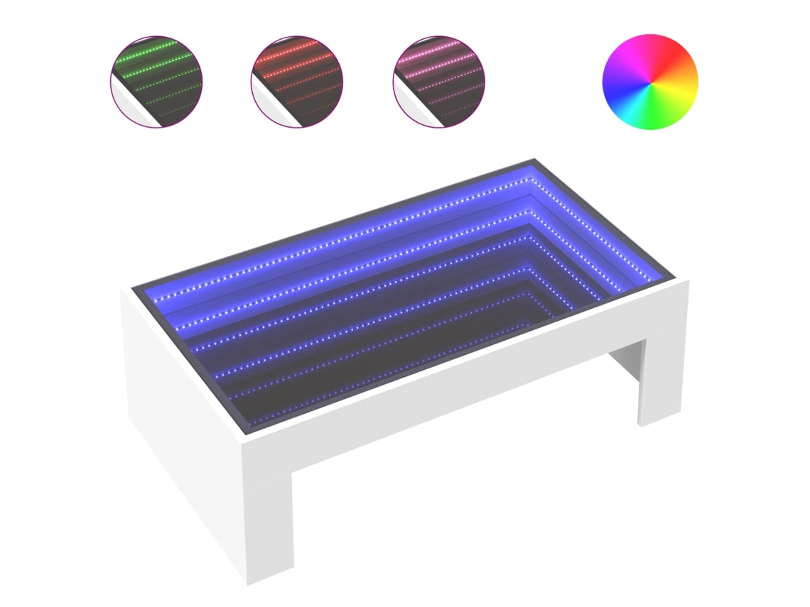Mesa de centro branca Infinity MAISON EXCLUSIVE com luzes LED (90x50x30 cm)