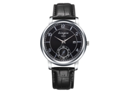 Relógio de pulso masculino de couro, quartzo, casual e formal (preto)