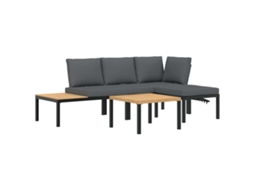 Maison Exclusive - 4 Pcs Conjunto De Sofás P/ Jardim C/ Almofadões Alumínio Preto