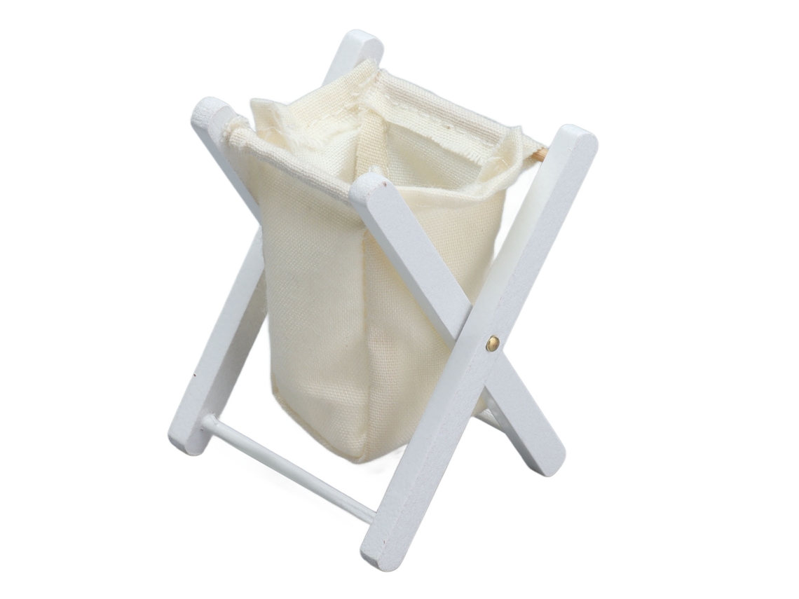 Mali cesta de Roupa Miniatura para Casinha de Boneca 1:12 em Bétula Branca Acessório Decorativo