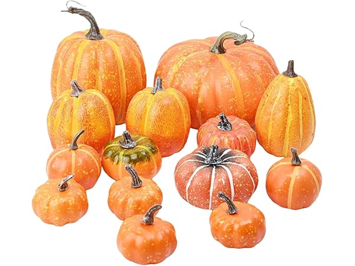 Conjunto de 16 Abóboras Artificiais, Ideal para Decoração no Halloween e no Dia de Ação de Graças, Ergonômicas, para Uso Diário STELASPLEN