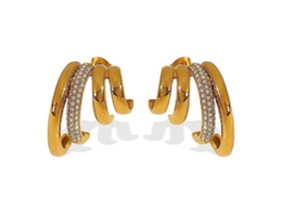 2026 brincos de Aço Titânio, Design Retro Minimalista com Strass Irregular Inlay