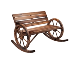 Banco Balanço Madeira 2lug, Apoio Braço. Carreg 240kg. Jardim/varanda. Madeira Carbonizada. Cs