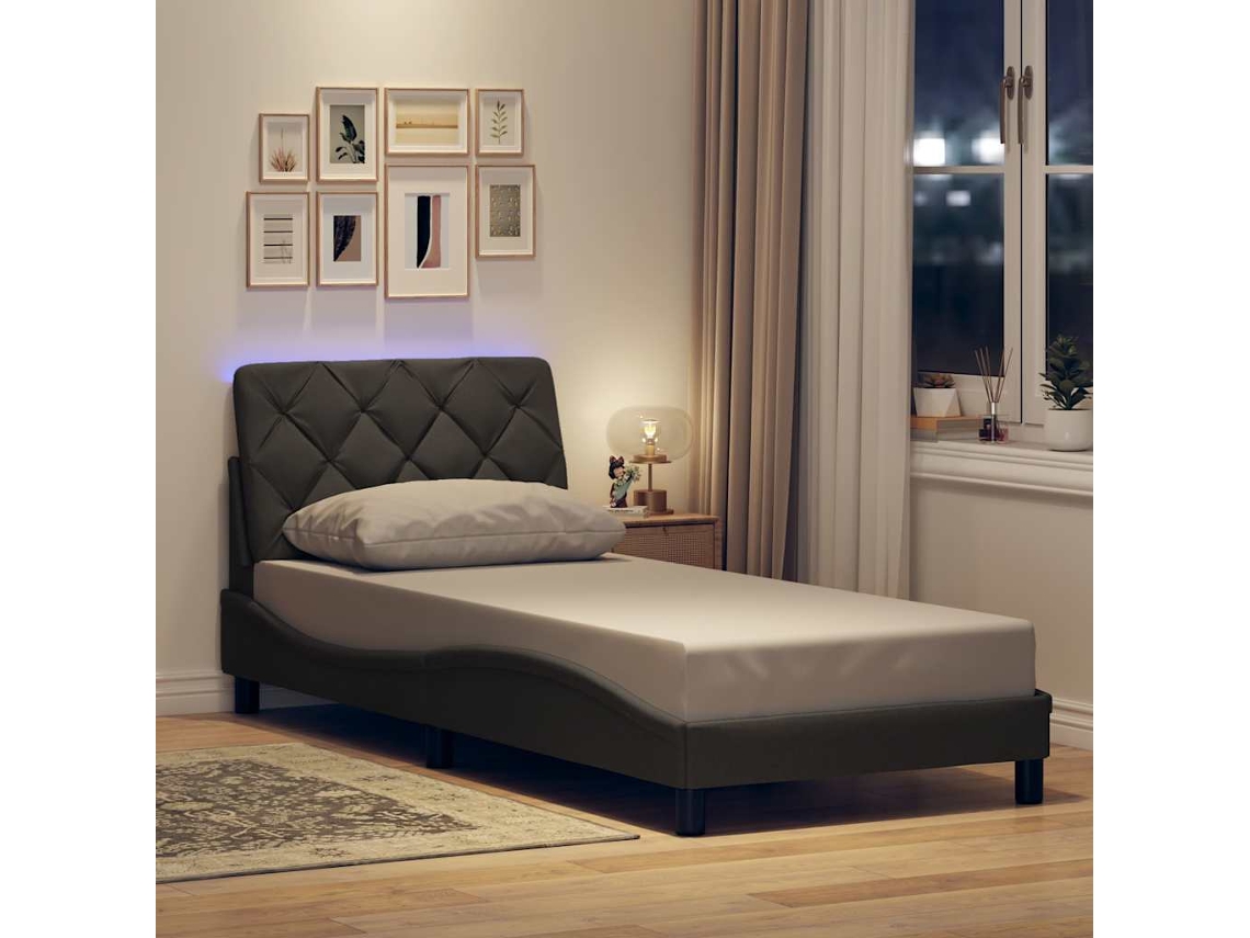 Vidaxl Estrutura De Cama Com Led Sem Colchão 80x200 Cm Tecido