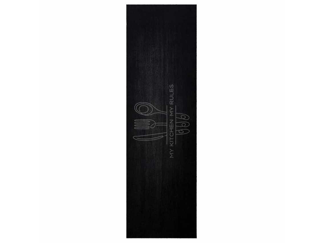 Conjunto 1 Tapete De Cozinha Vidaxl Preto Veludo (150 X 45 Cm)