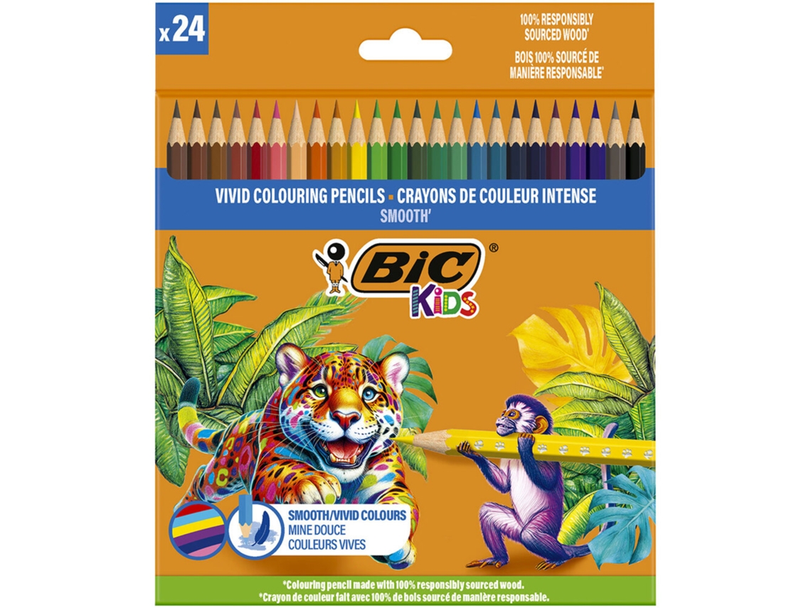 Lápis de Cor BIC Kids, 24 Cores