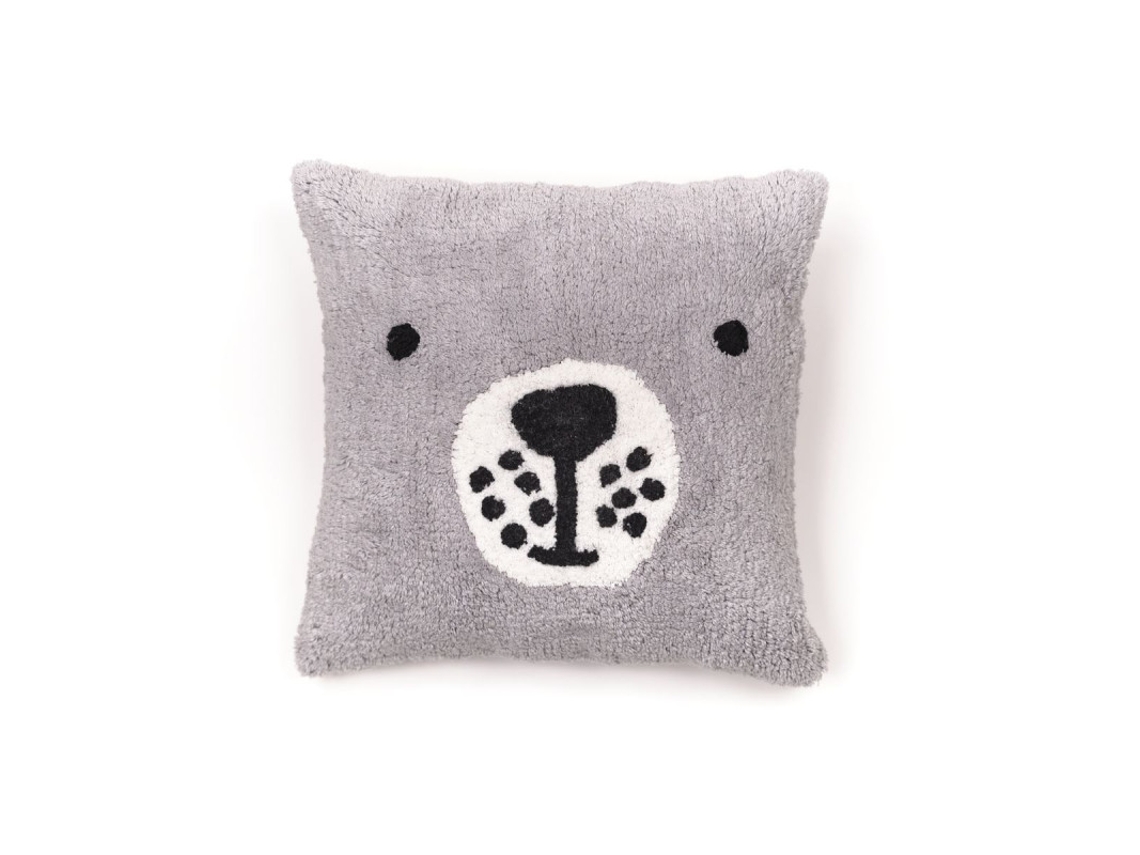 Almofada com Design Animal de Enchimento Infantil Tecido de Algodão Tufado. M/Urso 40X40Cm MEVAK LIVING