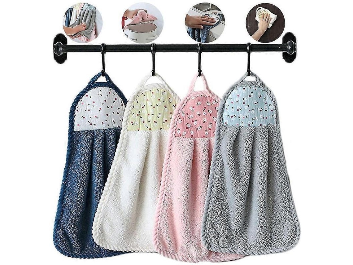 2026 toalla Ultra Absorbente de Coral Fleece Con Anillo para Colgar para Cocina Multiusos Suave Y Rápido Secado