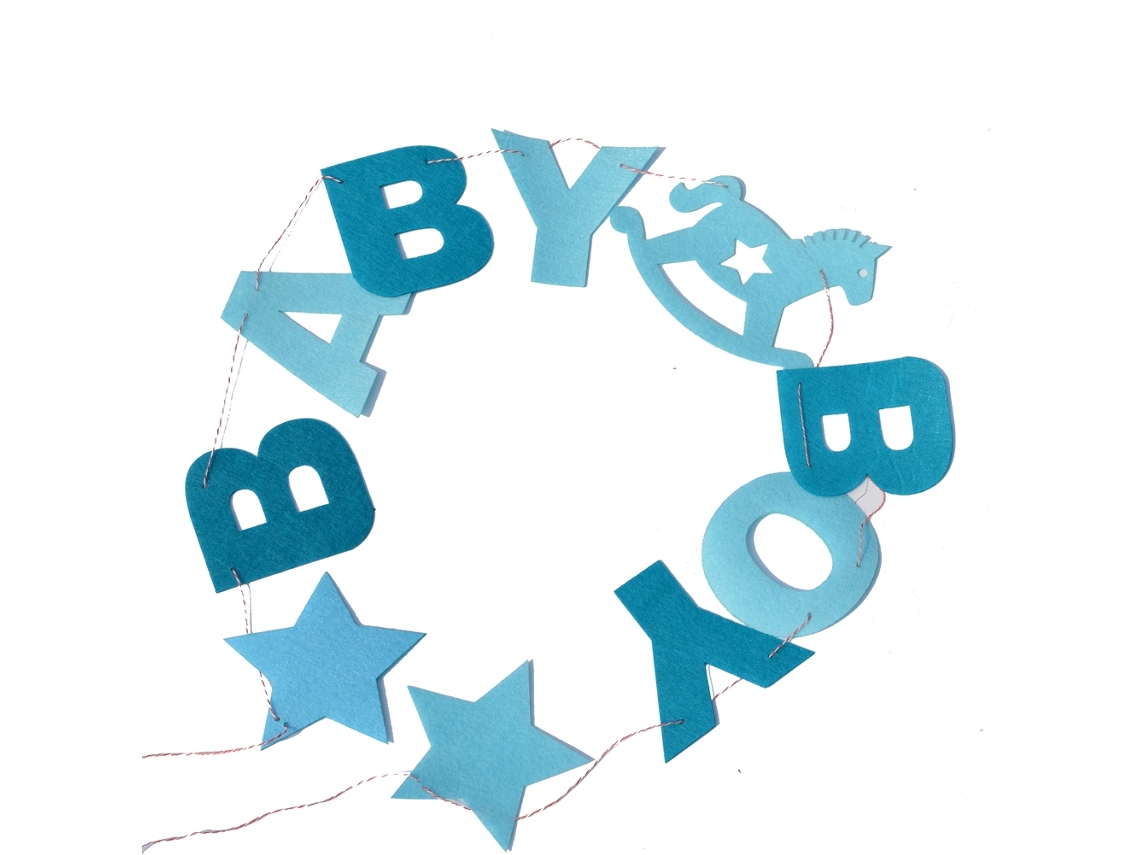 Kit Decoração Aniversário Baby Shower Props Bandeira Bunting Menino Azul S/MARCA