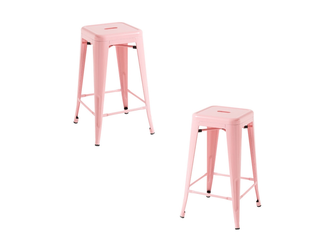 Pack 2 Bancos Torix Baixos 65 Cm - Rosa