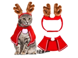 Fantasia De Natal Para Gato Cachorro Antenas De Renas Tiara Mantil De Papai Noel Acessórios Fofos