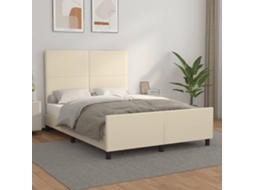 Bed Frame With Headboard, Bed Frames With Headboards Vidaxl Creme Couro Artificial (140 X 190 Cm)