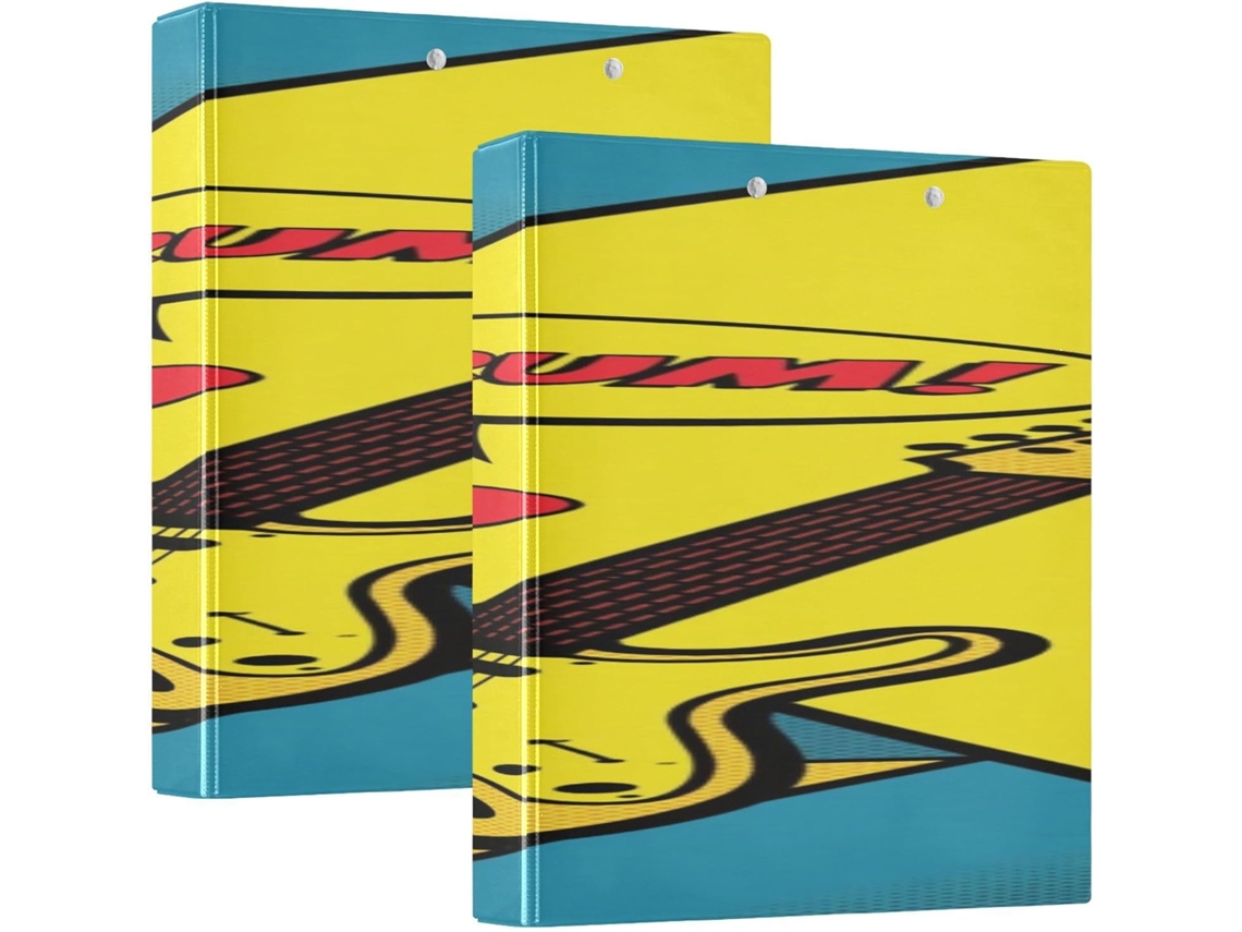 Pop Art Amarelo Guitarra Pasta 1 2 Polegada Com Prancheta, Pacote Com 1 2 Unidades, Material De Mesa, 200 Folhas
