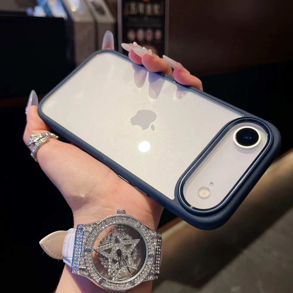 Capa Transparente De Acrílico À Prova De Choque Para Iphone 14 Plus (azul Escuro), Com Parte Traseira Rígida.