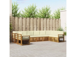 Vidaxl Conjunto De Sofás Para Exterior 10 Unid. Natural E Creme