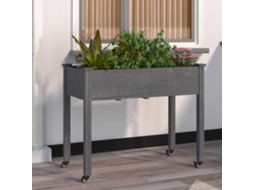 Vidaxl Floreira C/ Forro E Rodas 118x59x80 Cm Abeto Maciço Cinzento