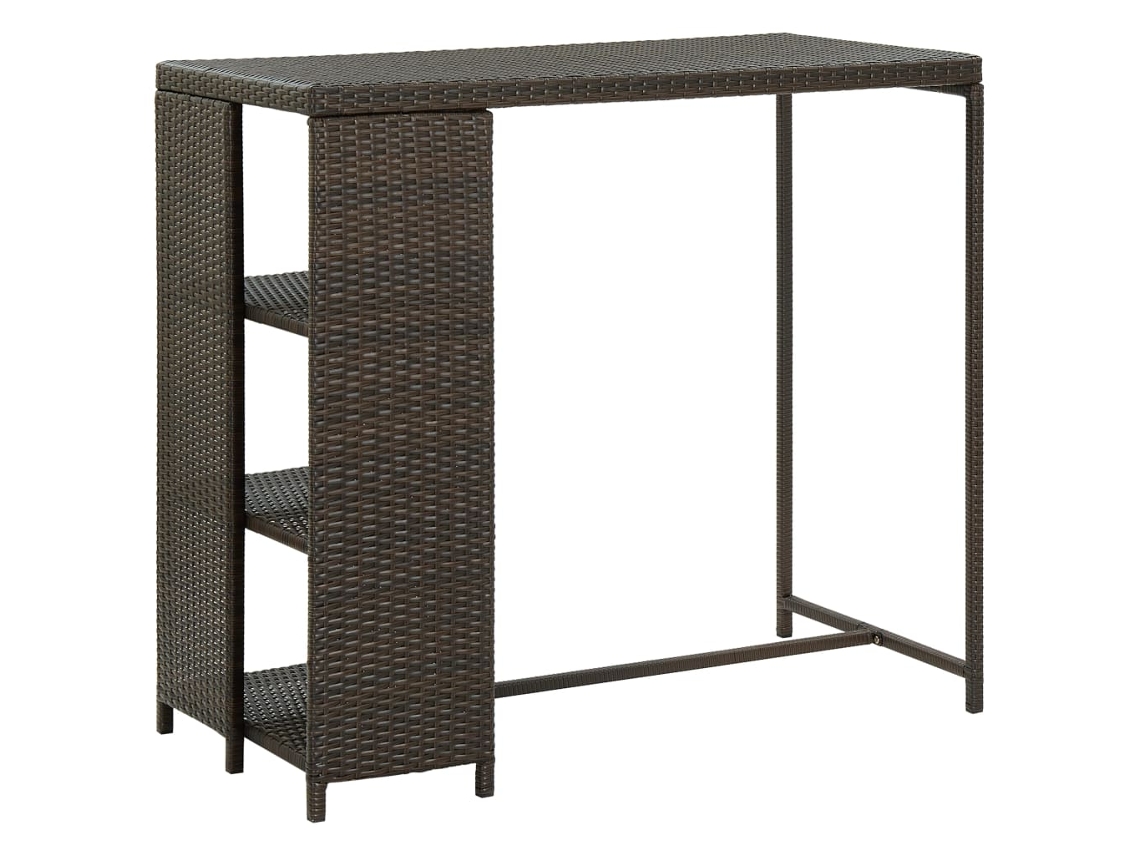 Vidaxl Mesa De Bar Com Prateleiras 120x60x110 Cm Vime Pe Castanho