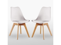 Conjunto de 2 Cadeiras de Jantar LIFE INTERIORS (83 x 44 x 48 x 46 - Couro Sintético - Branco)