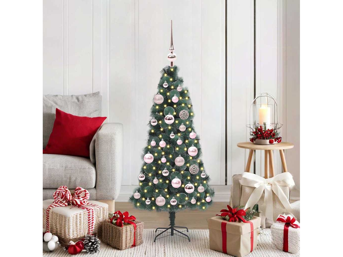 Vidaxl Árvore De Natal Artificial Iluminada Com Conjunto De Bolas Pet