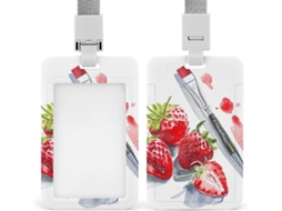 Suporte Crachá Com Escova E Morango Print, Personalizável E A Prova D Água, Funcionais Ideais Para Desktop