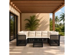 Vidaxl Conjunto De Sofá De Jardim 8 Unid. Preto Vime Pe