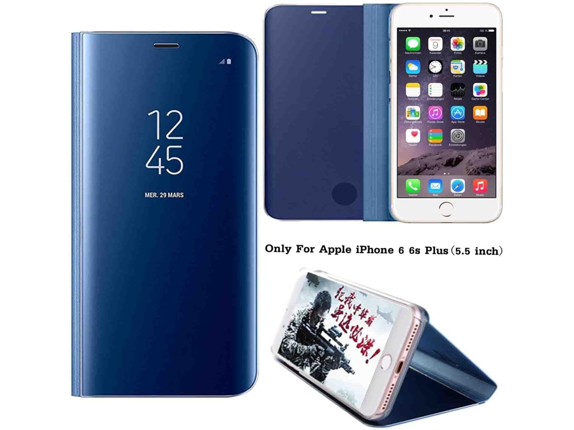 Capa Espelhada Função Stent para iPhone 6 Plus HONGWE. Pele Sintética Transparente