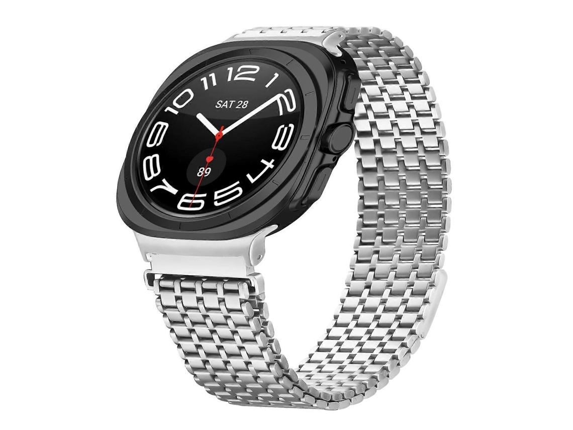 Pulseira De Aço Inoxidável Com Fecho Magnético De Nove Contas Para Samsung Galaxy Watch Ultra 47mm