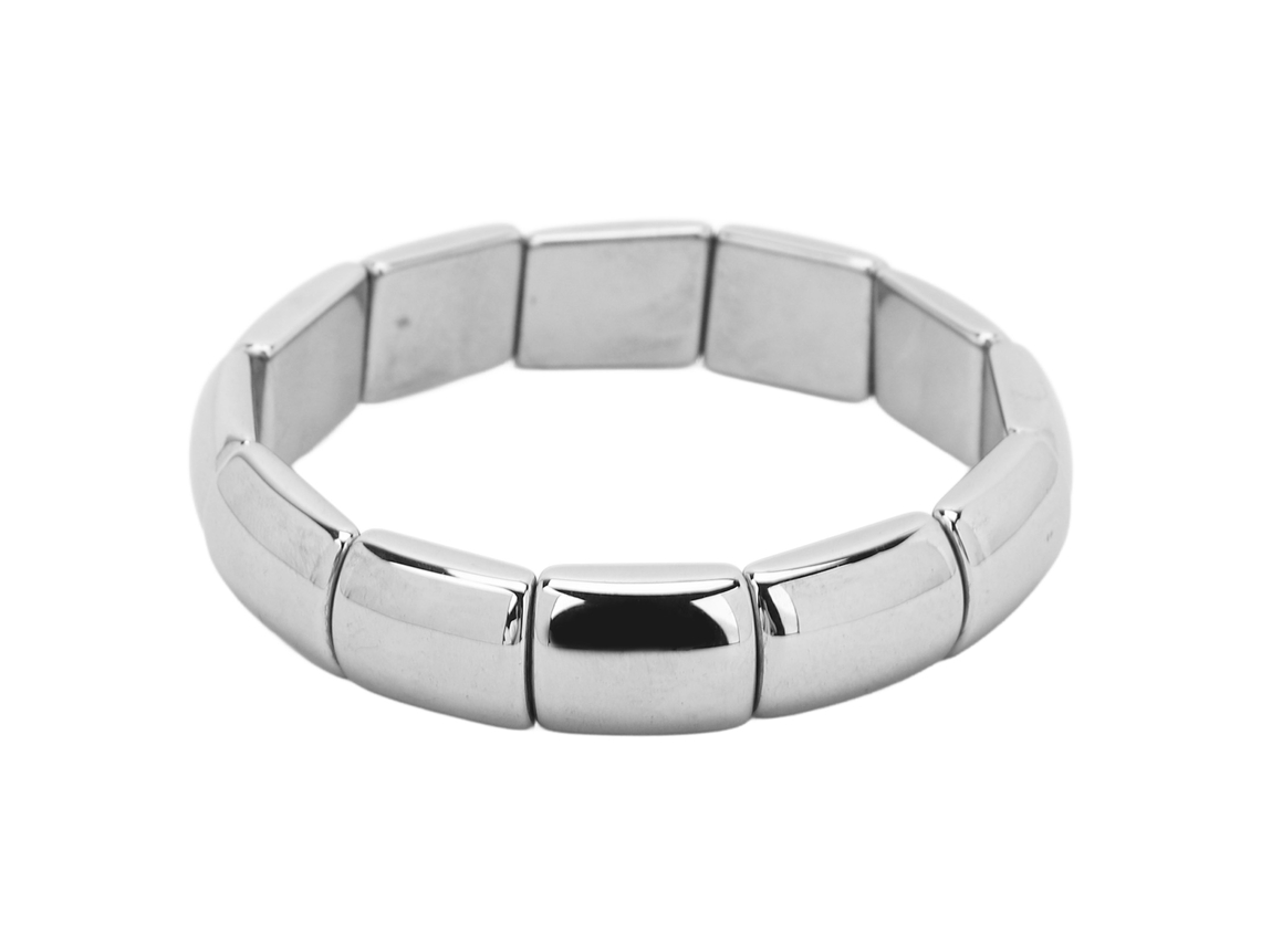 Pulsera Elástica De Cuentas Rectangulares De Terahercio Para Mujeres Y Hombres
