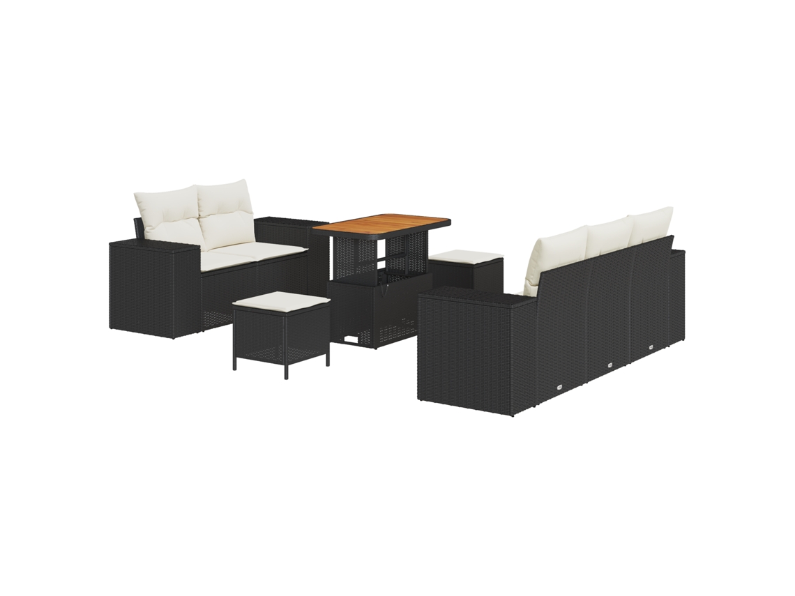 Sofá De Jardim Vidaxl Preto Vime Pe (90 X 55 X 71 Cm)