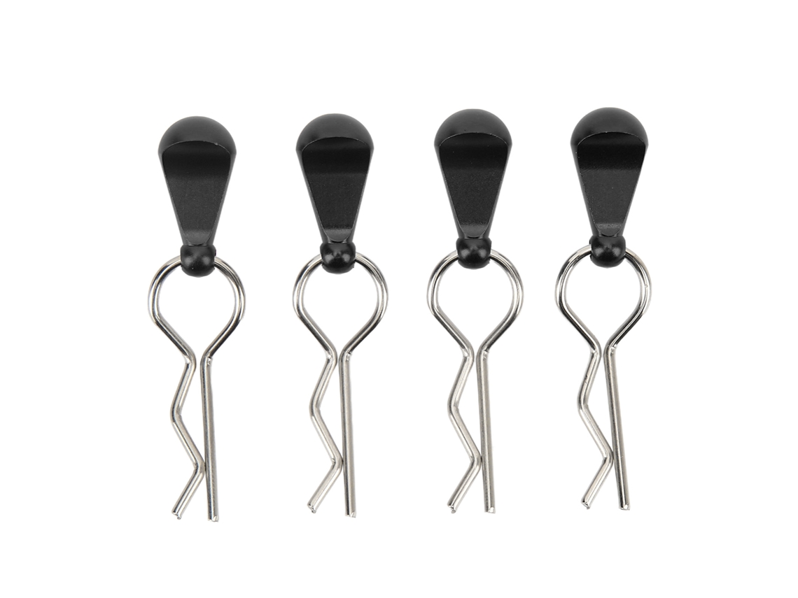 4pcs Clips De Corpo Rc Em Aço Inoxidável Forma R Universal Para Carros Controle Remoto 1/8 1/10 Preto