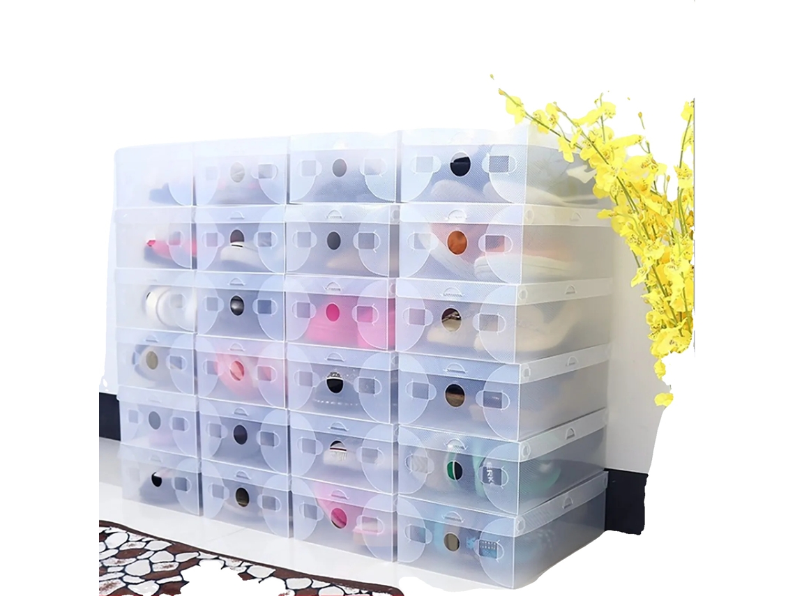 Caixa De Armazenamento Para Sapatos, Design Que Economiza Espaço, Organização Empilhável, Branco
