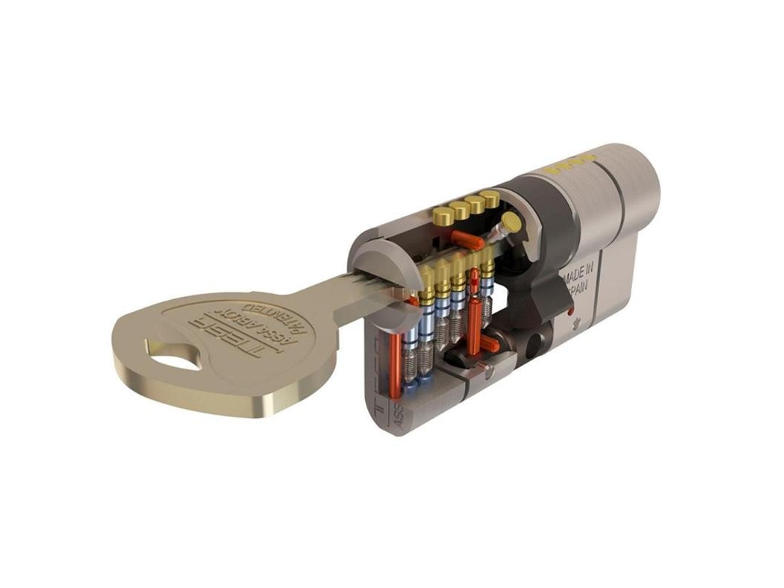 Cilindro tesa seguridad t70  30x40 latonado leva larga