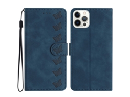 Capa Para Iphone 15 Pro Pele Sintética Azul