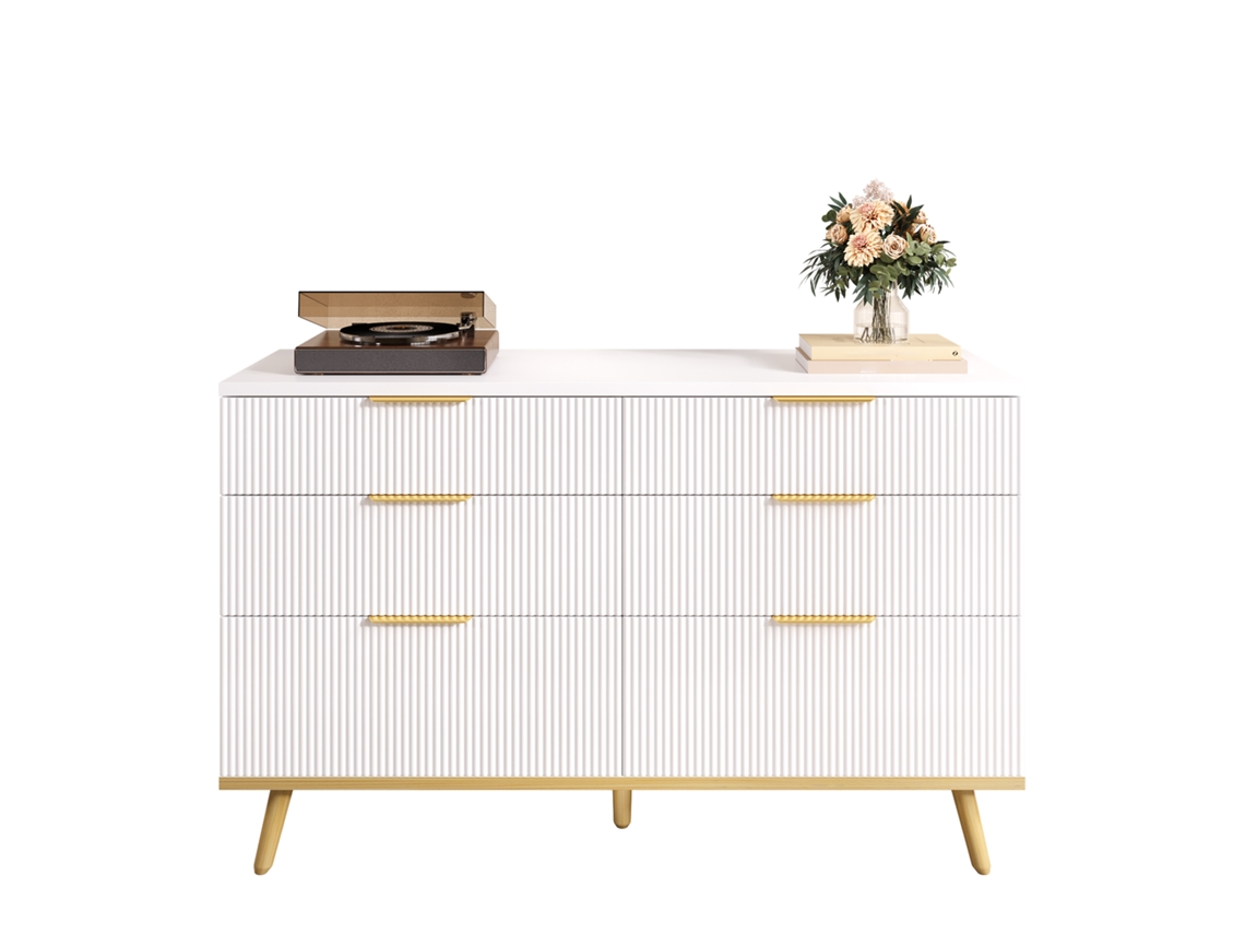 Guarda-roupa com 6 gavetas, estilo Madeira, robusto, amplo espaço de armazenamento, ideal para sala de estar, quarto e hall de entrada.