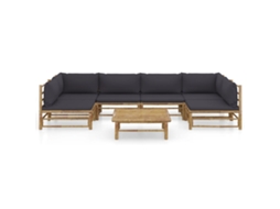 Maison Exclusive - 7 Pcs Conj. Lounge Jardim Em Bambu C/ Almofadões Cinza-escuro
