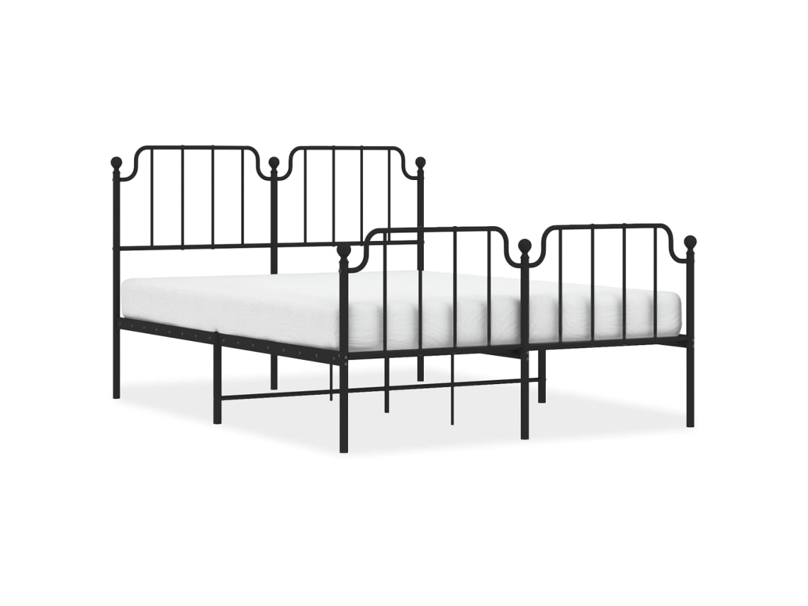 Bed Frame, Bed Frames Vidaxl Preto Aço (150 X 200 Cm)