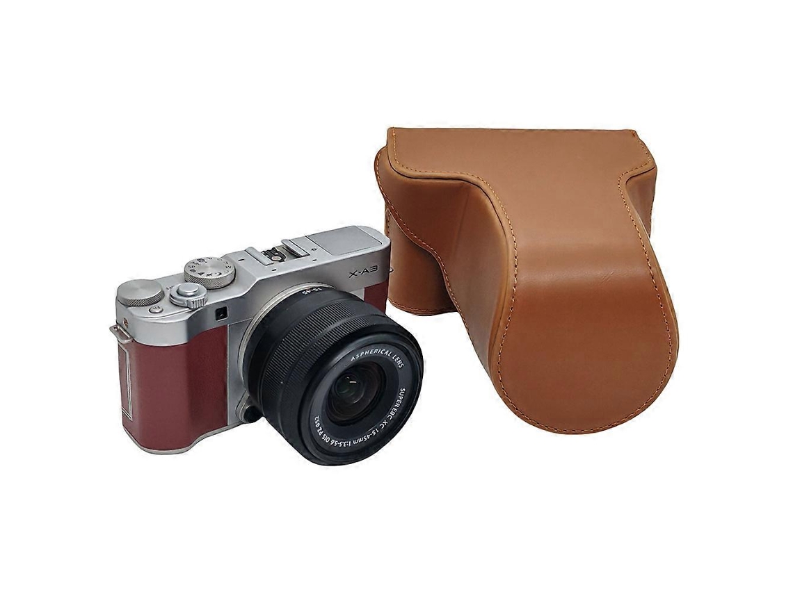 Tkdaddy Para Câmera Fujifilm X-a20 / A10 / A7 / A5 / A3 / A2 / A1 Capa Protetora De Couro Pu Com Alça De Ombro Marrom