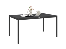 Mesa de jardim com ripas para 6 pessoas, aço e alumínio, 145x90x74cm, cinza