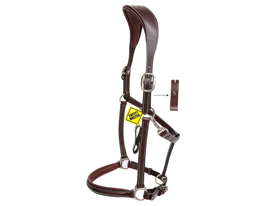 Cabresto anatómico de cavalo com fechadura dupla de couro Equiline