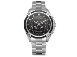 Relógio Masculino Forsining Geométrico Oco Automático Resistente À Água Pulseira Prata