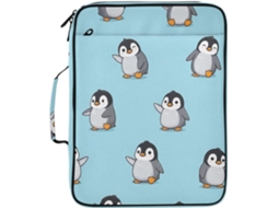 Pasta Expansível Com Desenho De Um Pinguim Azul Fofo, Organizador De 3 Argolas Com 7 Bolsos Sanfonados Escola