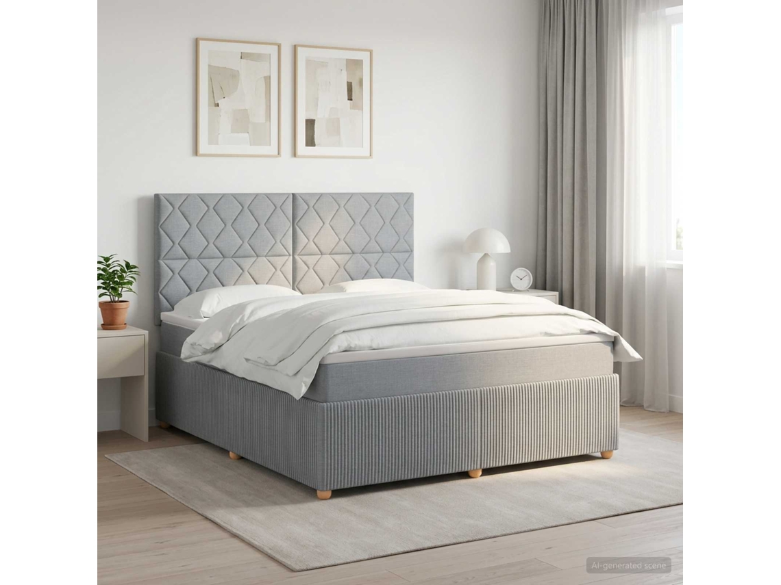Vidaxl Cama Box Spring Com Colchão Cinzento-claro 140 X 200 Cm Tecido
