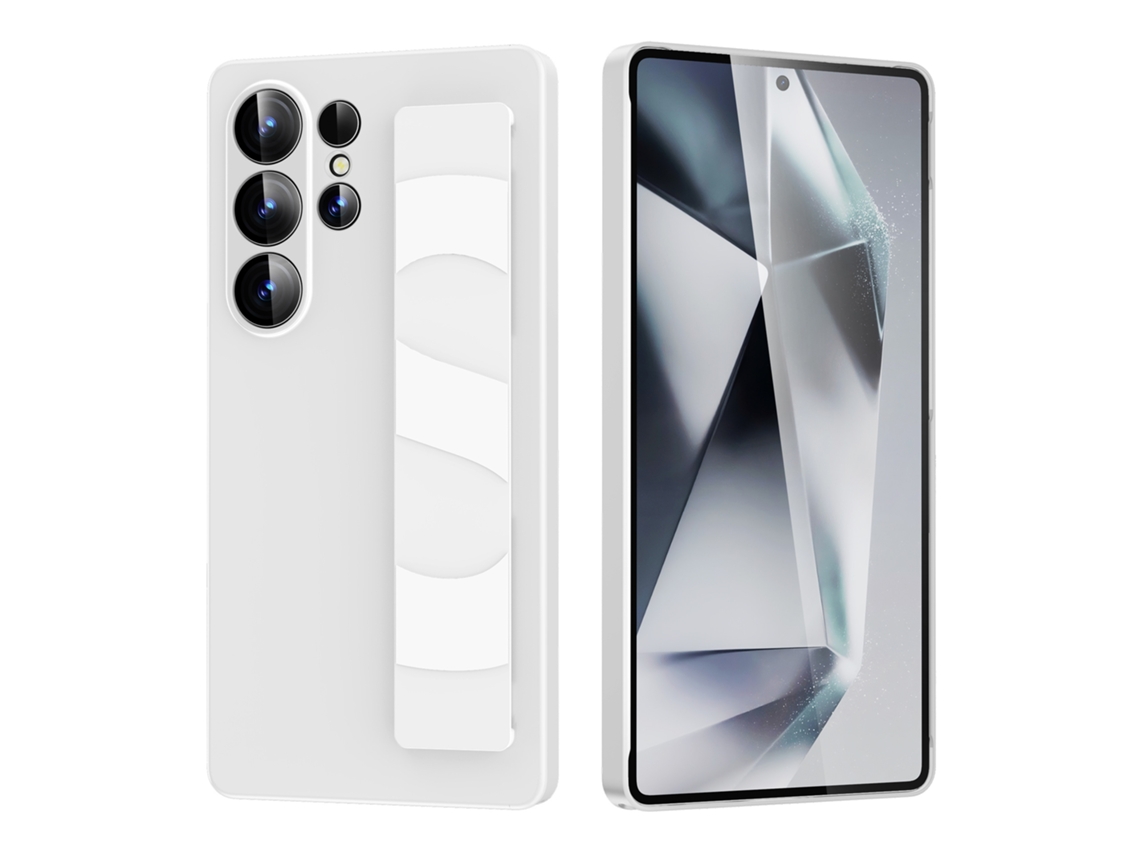 Capa Protetora Transparente Com Cobertura Total E Alça De Pulso Em Silicone Fosco Para Celular.branco, Samsung S24 Plus
