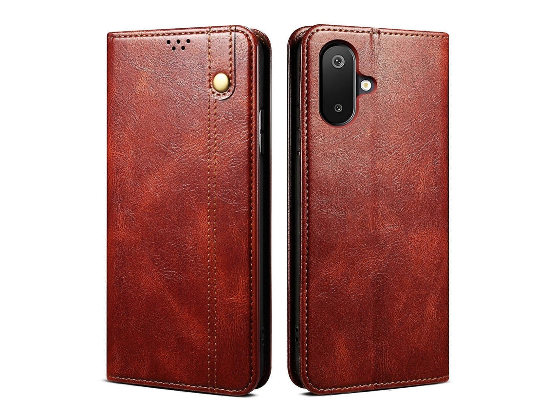 Capa De Celular De Couro Com Textura Crazy Horse E Cera De Óleo