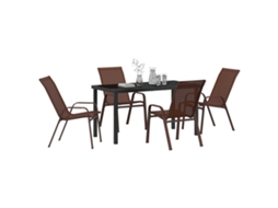 Conjunto 5 Conjunto De Jantar Para Jardim Vidaxl Castanho Textilene (140 X 70 X 73 Cm)