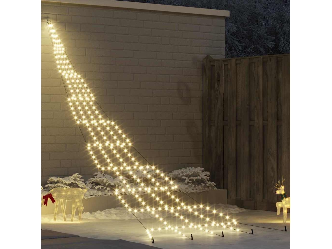 Vidaxl Árvore De Natal Led Com Estacas Para O Solo Branco Quente Metal
